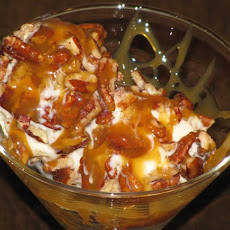 Ice Cream Balls With Pecans and Caramel Sauce