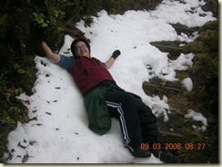 Lying down on the icebed