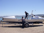 Rowing vessel at a photo shoot prior to rowing to Hawaii. The paddler on board was incommunicative and very jumpy.