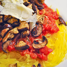 Spaghetti Squash with Roasted Eggplant, Mushrooms & Marinara