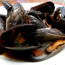 Grilled Mussels With Red Wine and Chorizo
