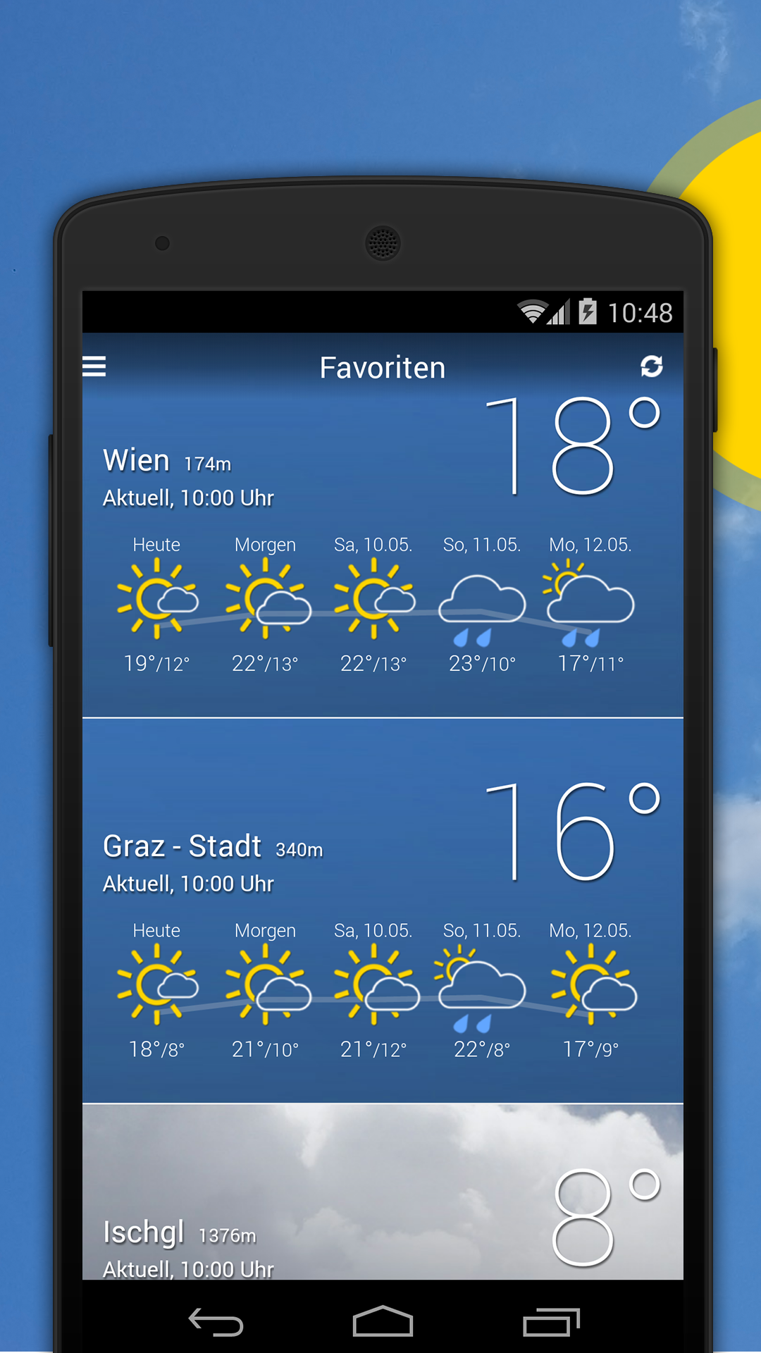 Android application bergfex/Weather App - Forcast Radar Rain & Webcams screenshort