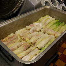 Rice and Cremini Stuffed Cabbage Rolls