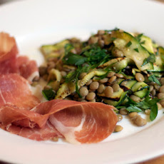Dinner Tonight: Lentil Salad with Grilled Zucchini and Prosciutto
