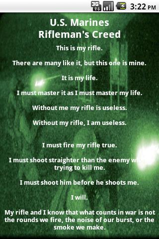 U.S. Marines Rifleman's Creed