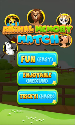 Memory Card Match animals kids