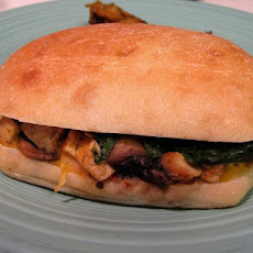 Warm Chicken Sandwiches W/ Mushrooms, Spinach, and Cheese