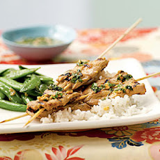 Pork Saté with Peanut-Mirin Sauce