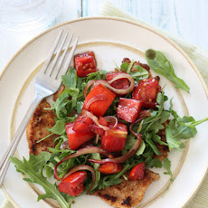 Baked Chicken Milanese with Arugula and Tomatoes