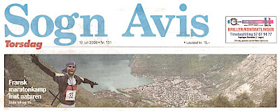 Une du journal local Sogn Avis sur le Raid des Trolls - N131 - 10 juillet 2008