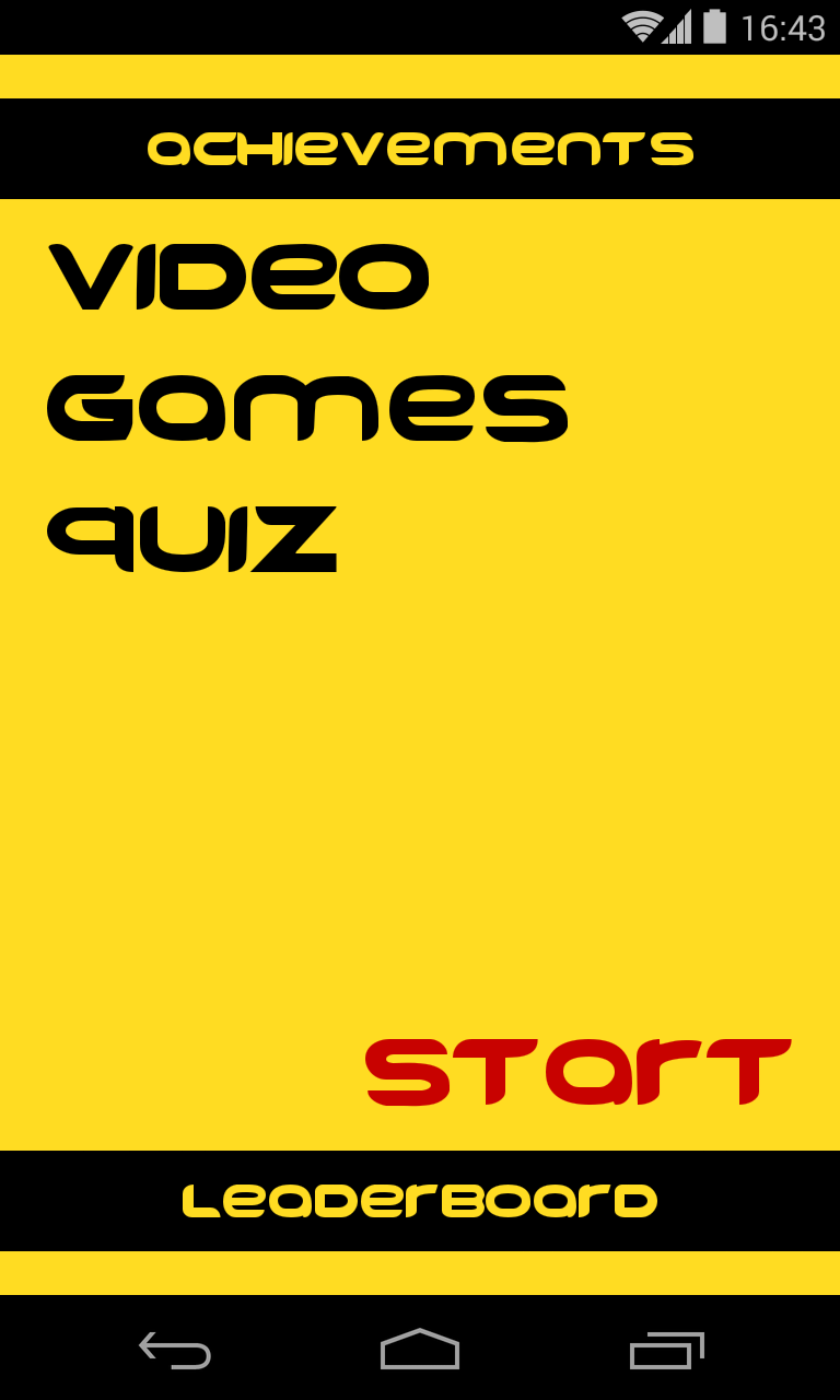 Android application Video Games quiz screenshort