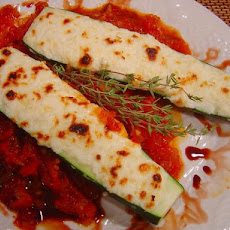 Zucchini Filled With Three Cheeses With Homemade Tomato Sauce
