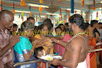 Devotees lining up Devotees lining up