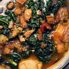 Roasted Tomato & Rosemary Soup with Kale & Potatoes