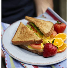 Scrambled Eggs, Tomato, Mozzarella and Basil Sandwich