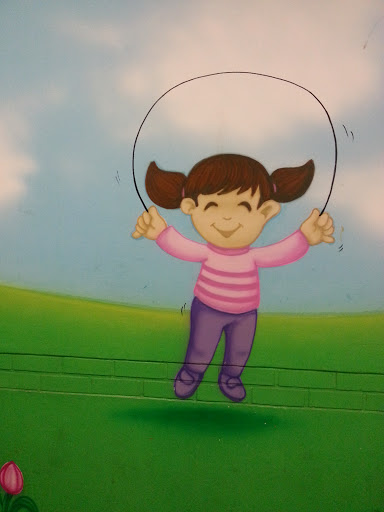 Happy Girl Jumping Mural