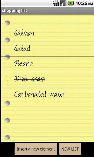 shopping list