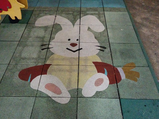 White Cartoon Rabbit Decoration in Tai Hang Tung Estate Playground