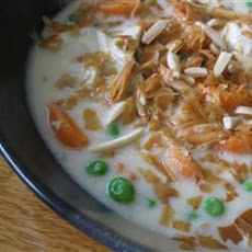 Chicken Pot Pie Soup with Toasted Almonds