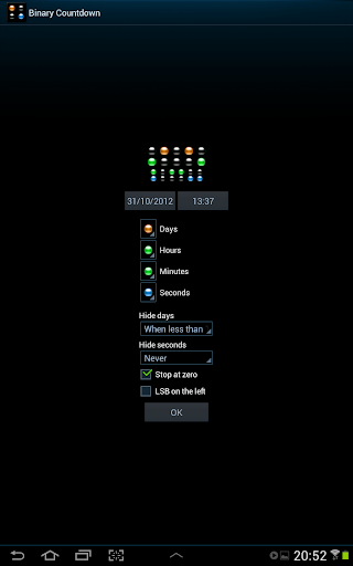 Binary Countdown Widget