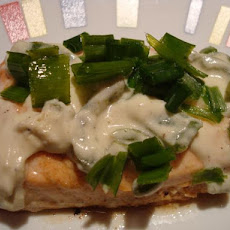 Baked Salmon (with Lime, Jalapeno Chive and Sour Cream Sauce)
