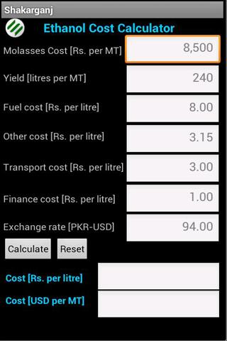 SML - Ethanol Cost Calculator