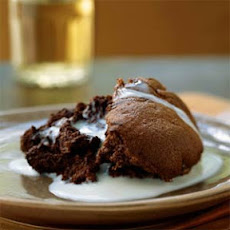 Double-Chocolate Soufflé with Vanilla Custard Sauce
