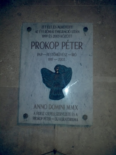 Prokop Péter emlêktáblája
