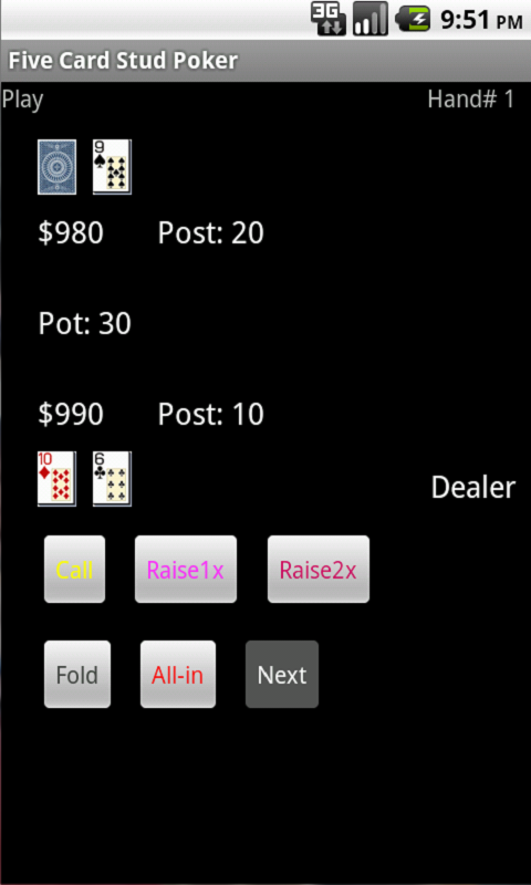 Android application Five Card Stud screenshort