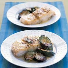 Roasted Halibut and Zucchini With Butter Sauce