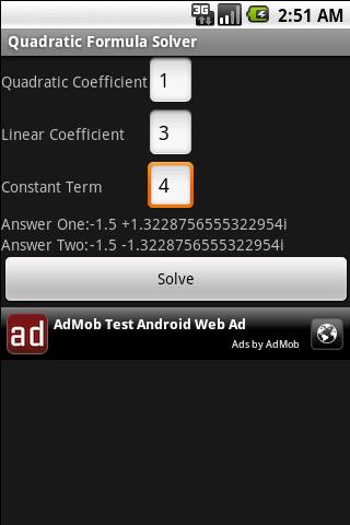 Quadratic Formula Solver