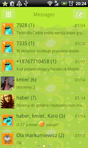 GO SMS Pro Orange Cat Theme