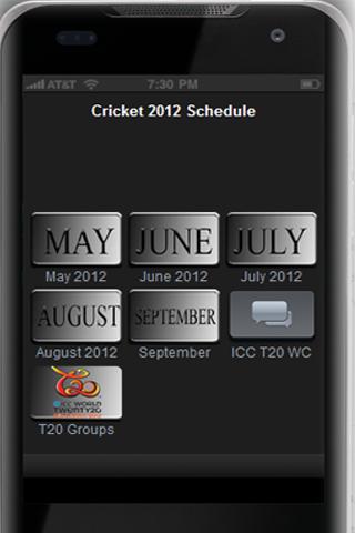 Cricket Schedule 2012