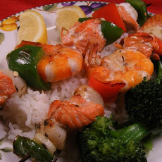 Greek Salmon and Seafood Skewers