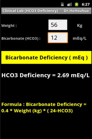 Clinical Lab HCO3 Deficiency