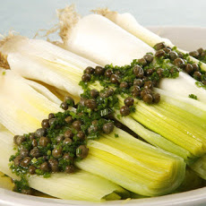 Steamed Leeks in Mustard and Caper Vinaigrette