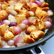 Silky Braised Chicken with Wild Mushrooms and Pearl Onions