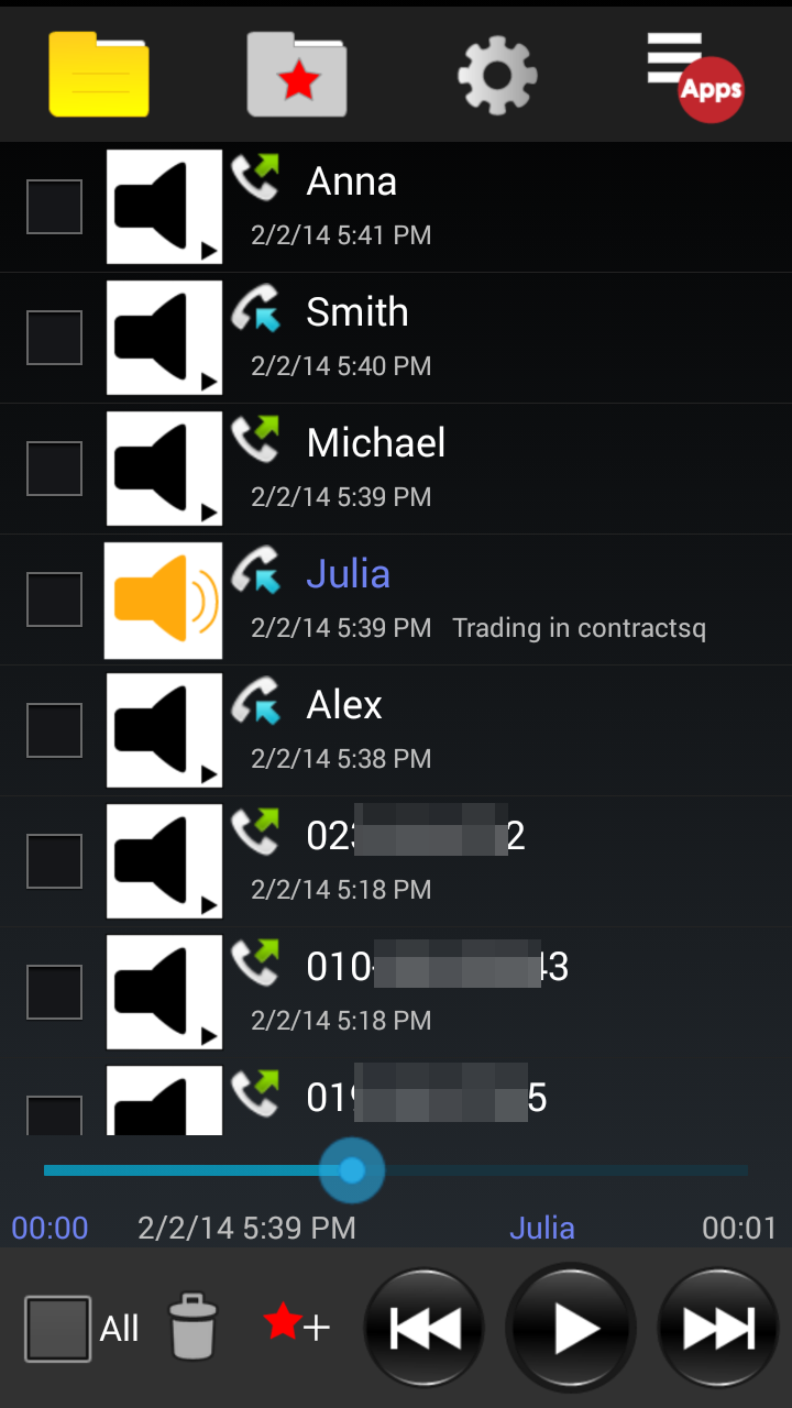 Android application Auto Call Recorder - PRO screenshort