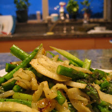 Sautéed Asparagus Spears & Ends w/ Roasted Fennel & Prosciutto