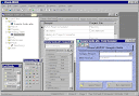 De Visual dBASE Form Designer met enkele gereedschapsvensters en op de achtergrond de nieuwe Project Explorer.