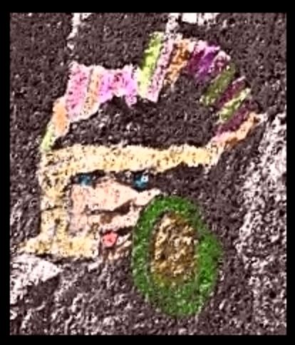 Images of three Indians appear on a cliff face on Mars