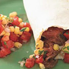 Skirt Steak Burritos with Tomato-Corn Salsa