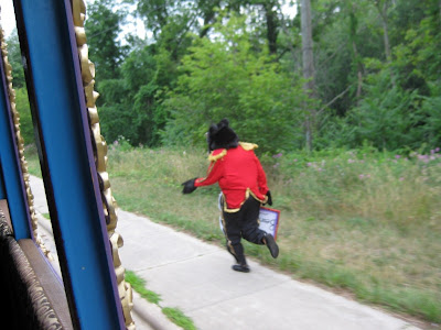 Runnin Bear Outside the LaZoom Tour Bus