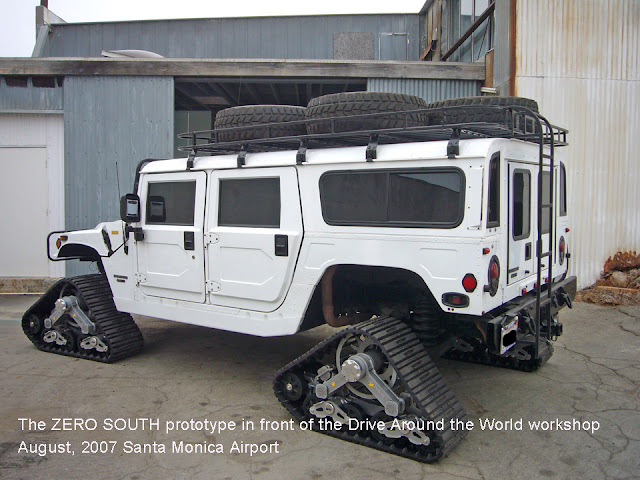 A Hummer H1, with partially complete modifications for an expedition to the South Pole.