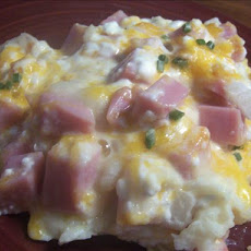 Baked Ham and Cheese in a Mashed Potato Crust