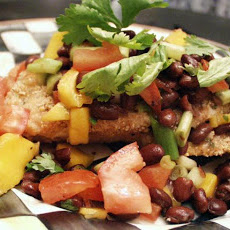 Oven-Fried Flaxseed Coated Turkey Cutlets With Black Bean Salsa