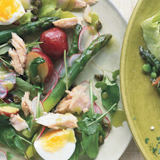 Tuna, Asparagus, and New Potato Salad with Chive Vinaigrette and Fried Capers