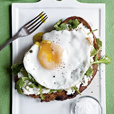 Open-Faced Sandwiches with Ricotta, Arugula, and Fried Egg