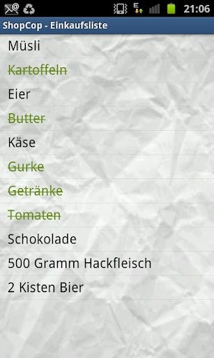ShopCop - Shopping list