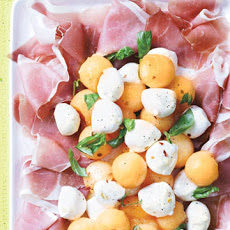 Cantaloupe and Mozzarella with Prosciutto and Basil